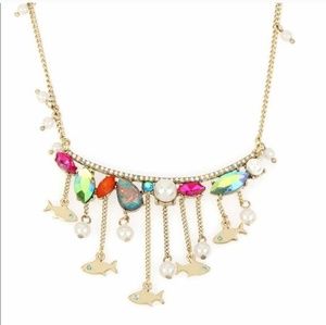 Betsy Johnson Crabby Couture Gold Pearl Necklace. NWT